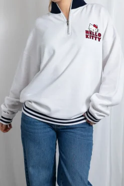 Daisy Street Hello Kitty Funnel Neck Sweatshirt With Navy Contrast-Women Hoodies & Sweatshirts