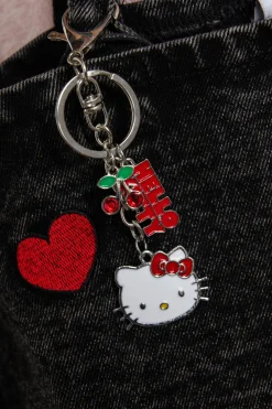 Daisy Street Hello Kitty Silver Cherry Keychain- Accessories
