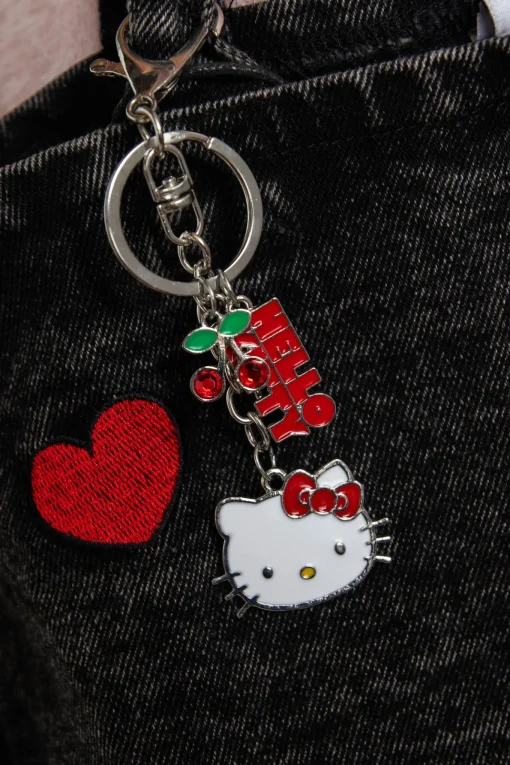 Daisy Street Hello Kitty Silver Cherry Keychain- Accessories