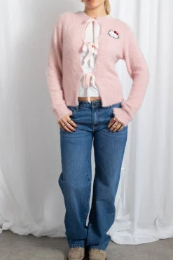 Daisy Street Hello Kitty Fluffy Tie Cardigan-Women Cardigans
