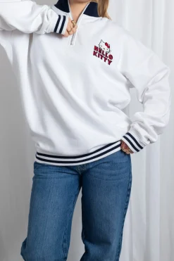 Daisy Street Hello Kitty Funnel Neck Sweatshirt With Navy Contrast-Women Hoodies & Sweatshirts