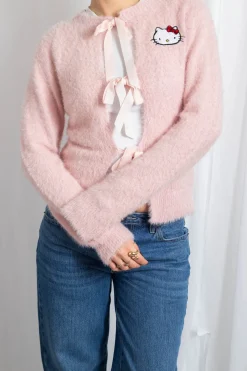 Daisy Street Hello Kitty Fluffy Tie Cardigan-Women Cardigans