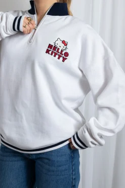 Daisy Street Hello Kitty Funnel Neck Sweatshirt With Navy Contrast-Women Hoodies & Sweatshirts
