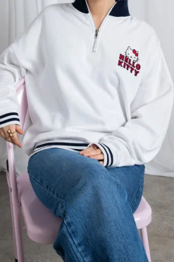 Daisy Street Hello Kitty Funnel Neck Sweatshirt With Navy Contrast-Women Hoodies & Sweatshirts
