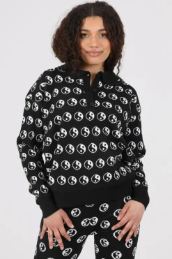 Daisy Street Knitted Yin and Yang Jumper-Women Hoodies & Sweatshirts