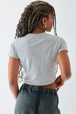 Daisy Street LA Cropped Baby Tee-Women T-Shirts