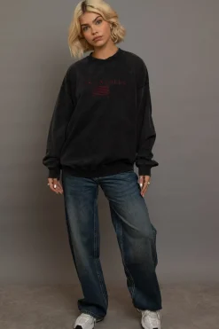 Daisy Street LA Embroidery Sweat-Women Hoodies & Sweatshirts