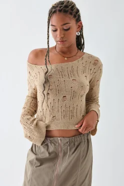 Daisy Street Ladder Knit Top-Women Tops