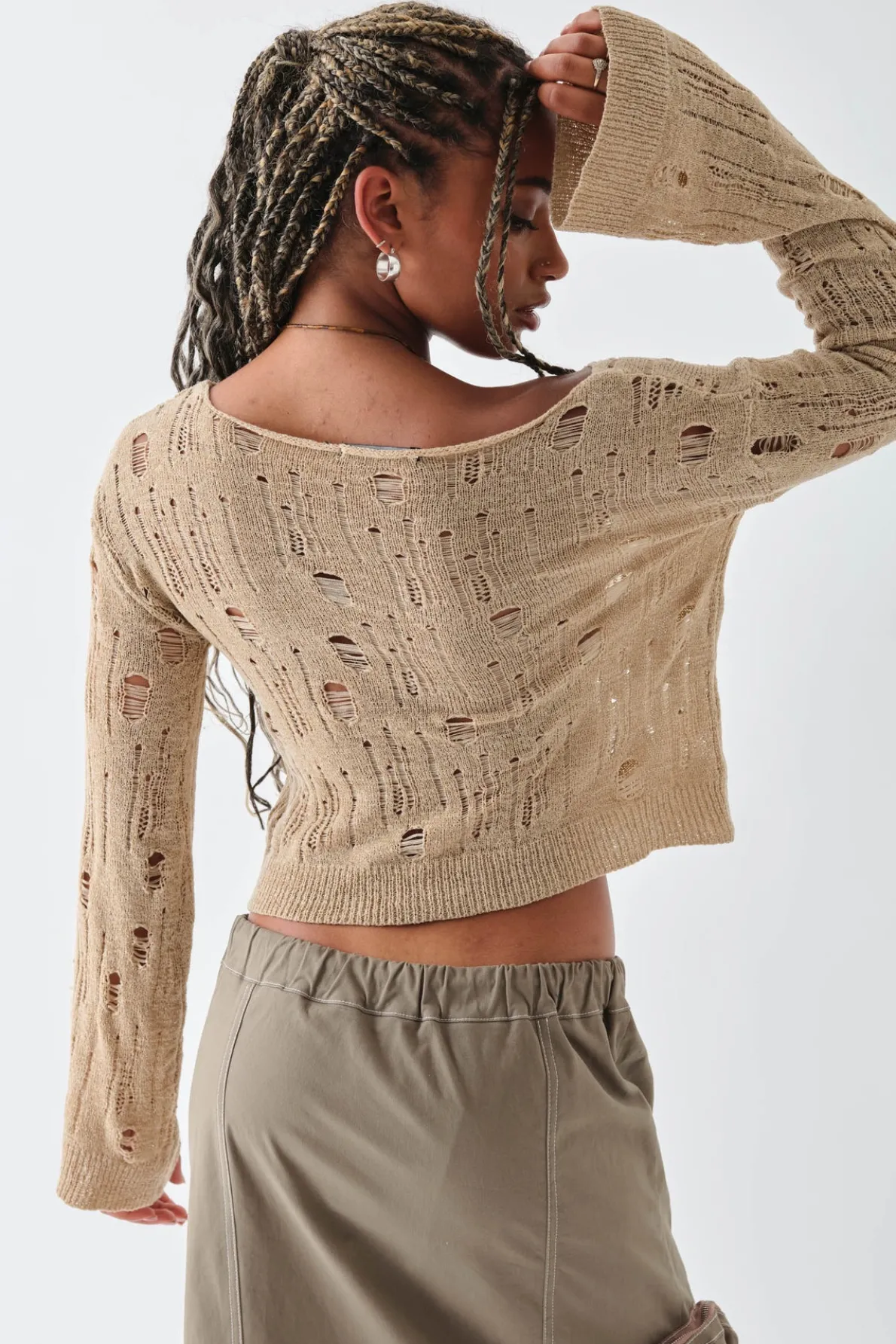 Daisy Street Ladder Knit Top-Women Tops