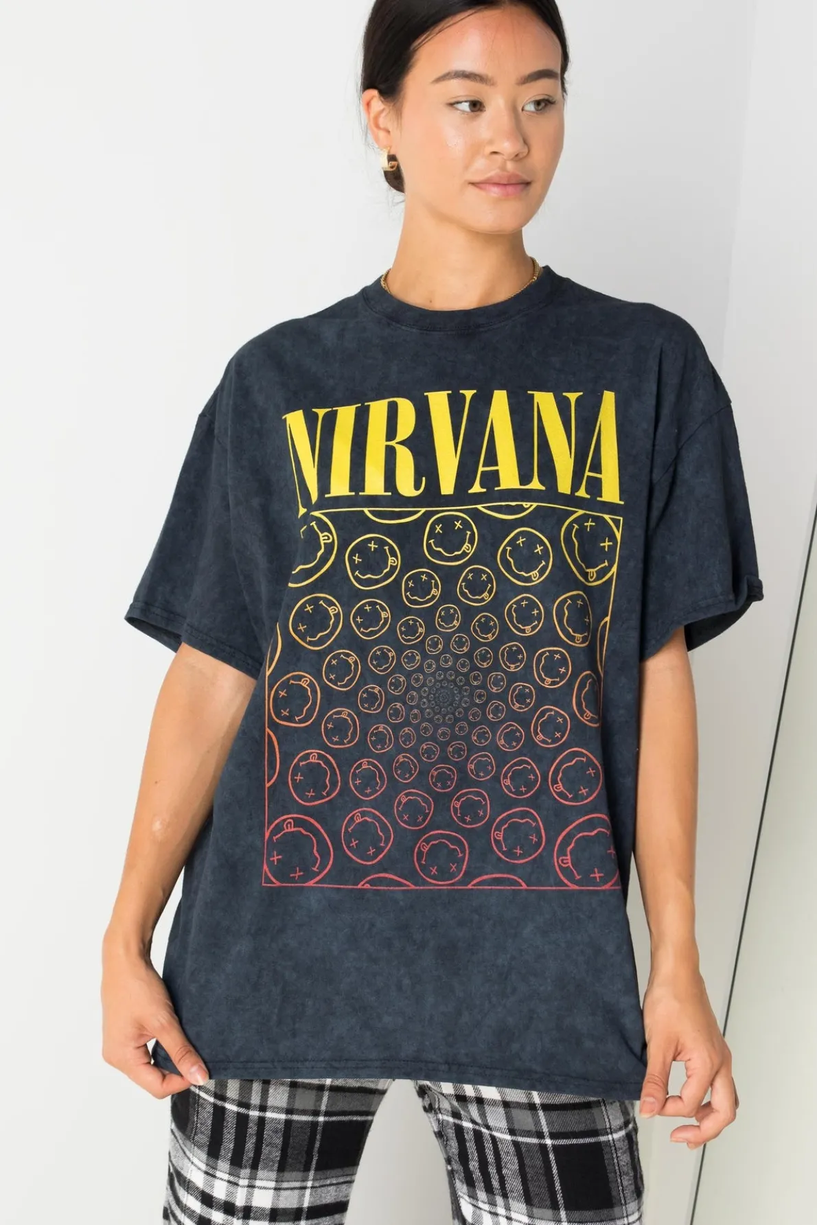 Daisy Street Licensed Relaxed T-Shirt With Nirvana Print-Women T-Shirts