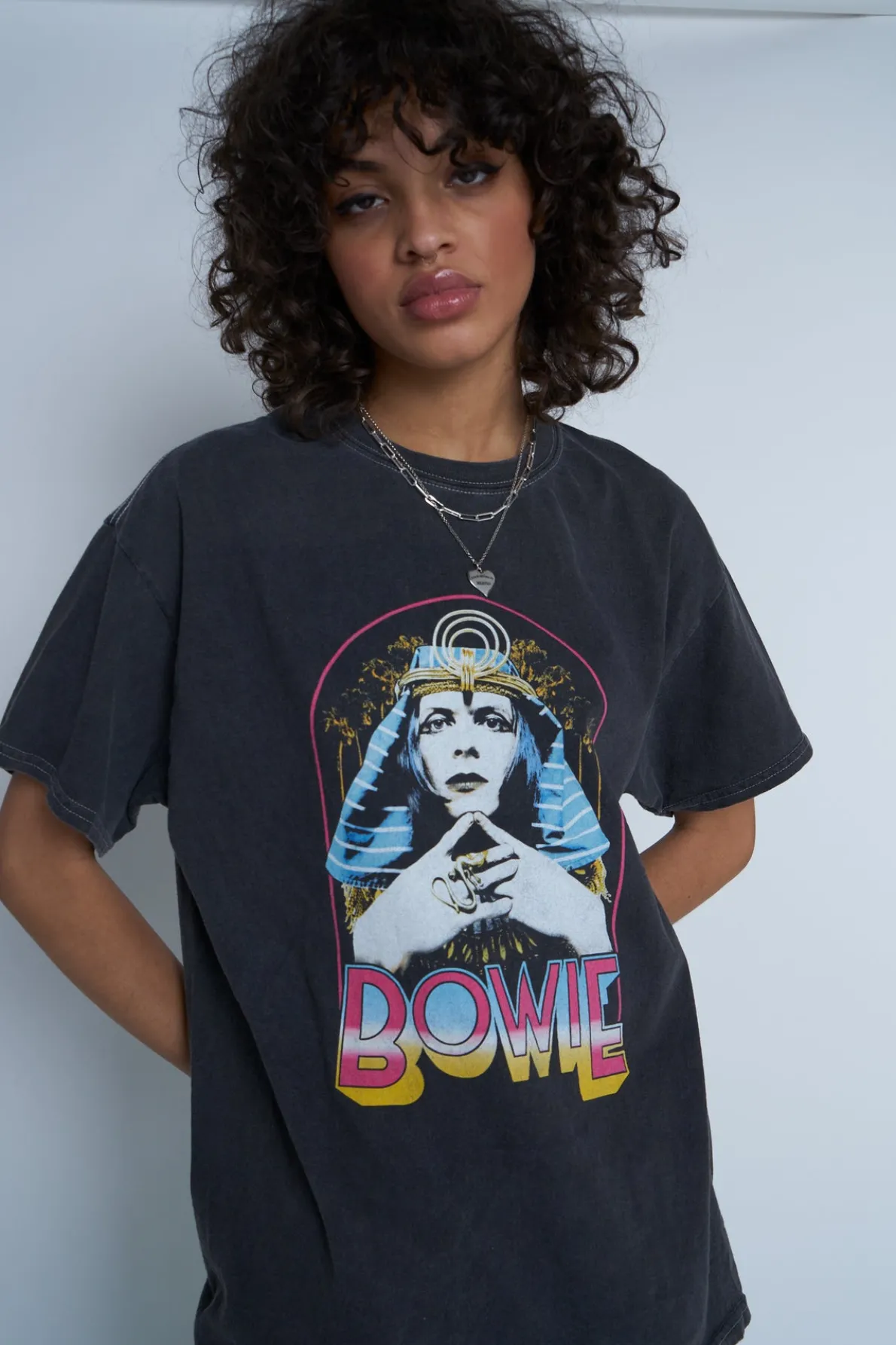 Daisy Street Licensed Relaxed T-Shirt With Bowie Print-Women T-Shirts