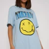 Daisy Street Licensed Relaxed T-Shirt With Nirvana Print-Women T-Shirts