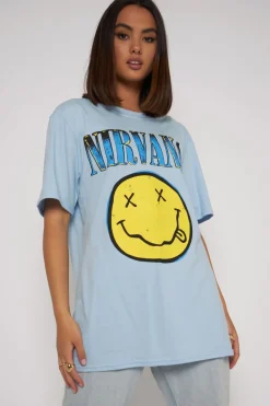 Daisy Street Licensed Relaxed T-Shirt With Nirvana Print-Women T-Shirts