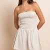 Daisy Street Linen Bandeau Shirred Mini Dress-Women Dresses