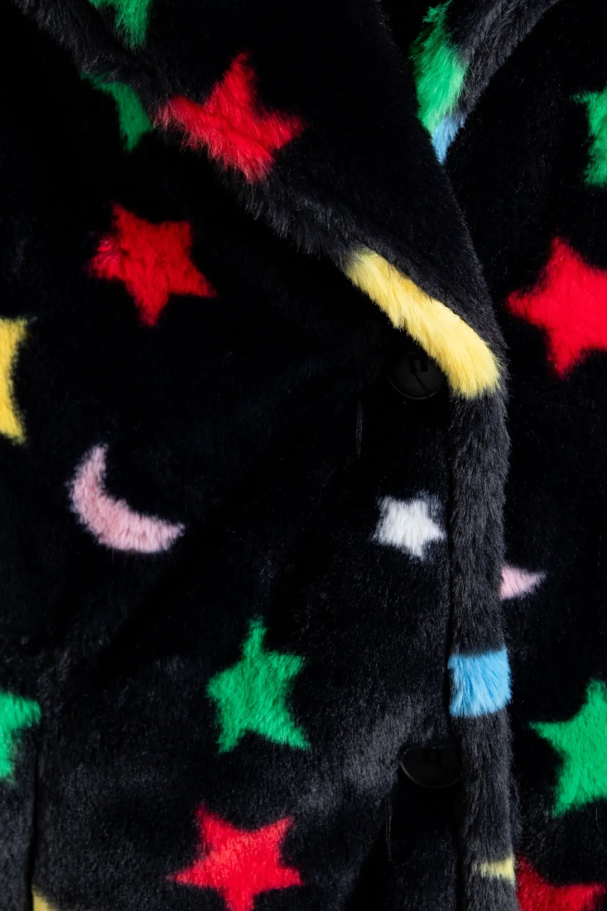 Daisy Street Longline Fur Coat in Star and Moon Print-Women Jackets