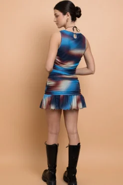 Daisy Street Mesh Dropped Waist Mini Dress-Women Dresses