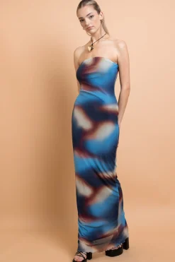 Daisy Street Mesh Strapless Maxi Dress-Women Partywear | Dresses