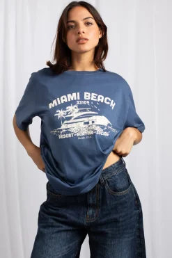 Daisy Street Miami Beach Graphic T-Shirt-Women Tops | T-Shirts