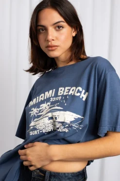Daisy Street Miami Beach Graphic T-Shirt-Women Tops | T-Shirts