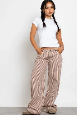 Daisy Street Mid Rise Denim Stripe Jean-Women Trousers