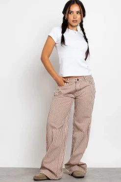 Daisy Street Mid Rise Denim Stripe Jean-Women Trousers