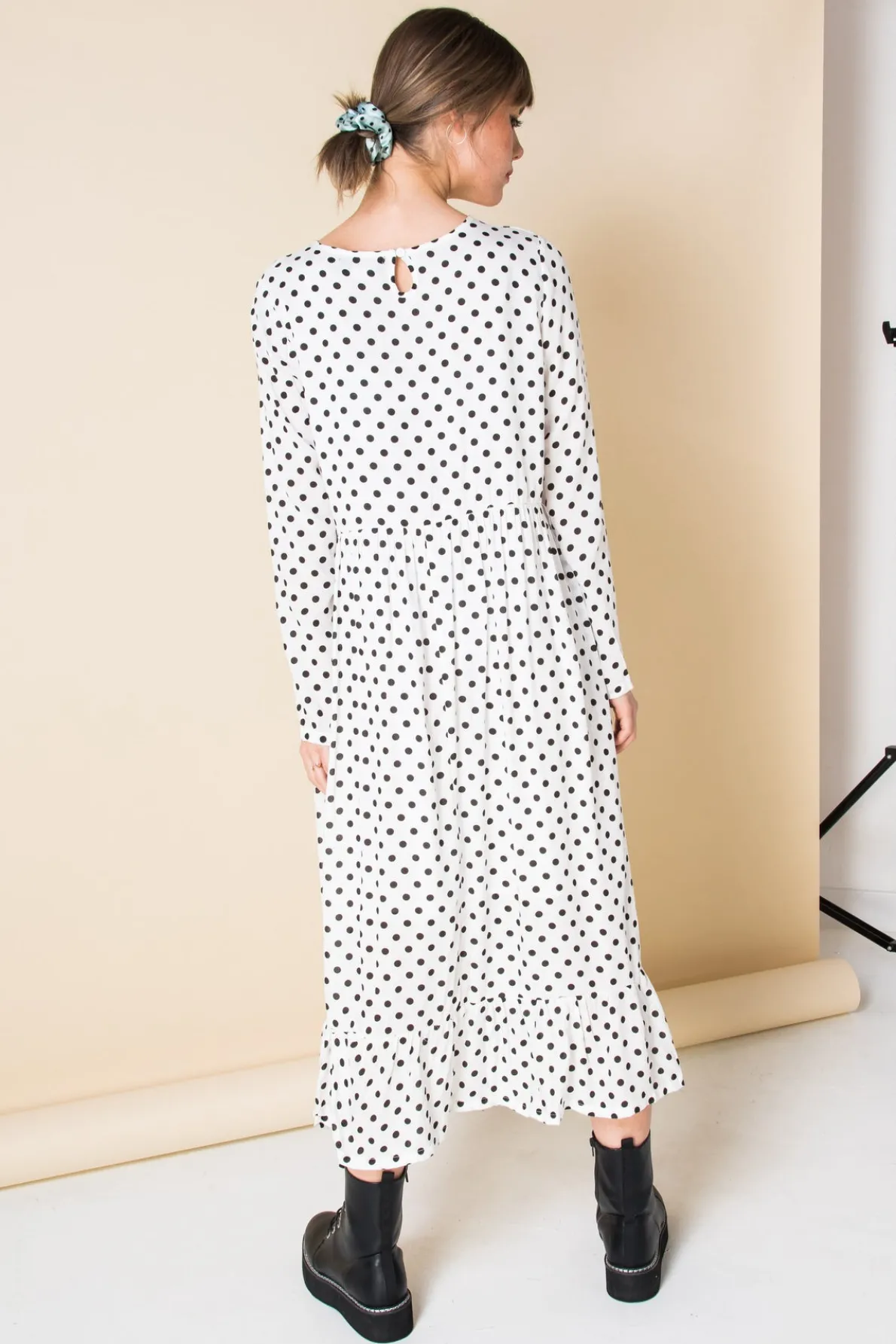 Daisy Street Midaxi Smock Dress in Spot Print-Women Dresses