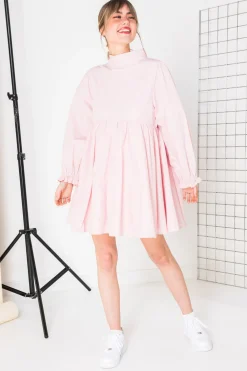 Daisy Street Mini Smock Dress with Full Skirt in Cotton-Women Dresses