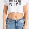 Daisy Street Mob Wife Cropped Tee-Women Tops | T-Shirts