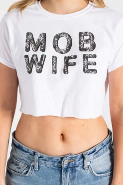 Daisy Street Mob Wife Cropped Tee-Women Tops | T-Shirts