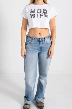 Daisy Street Mob Wife Cropped Tee-Women Tops | T-Shirts