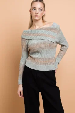 Daisy Street Off Shoulder Space Knit Jumper-Women Tops