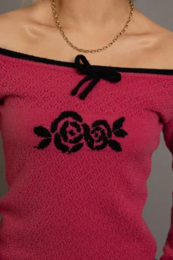Daisy Street Off The Shoulder Pointelle Knit Top-Women Tops