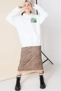 Daisy Street Oversize Hoodie with Hollywood Print-Women Hoodies & Sweatshirts