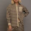 Daisy Street Oversized Check Shirt With Contrast Stripe Pockets-Women Tops