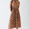 Daisy Street Oversized Check Printed Smock Dress-Women Dresses