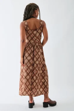 Daisy Street Oversized Check Printed Smock Dress-Women Dresses