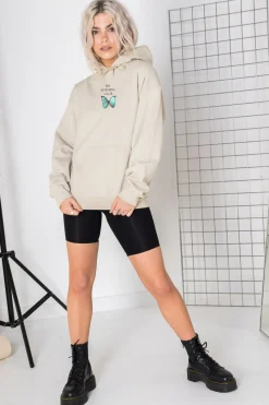 Daisy Street Oversized Hoodie with Do Nothing Club Print-Women Hoodies & Sweatshirts
