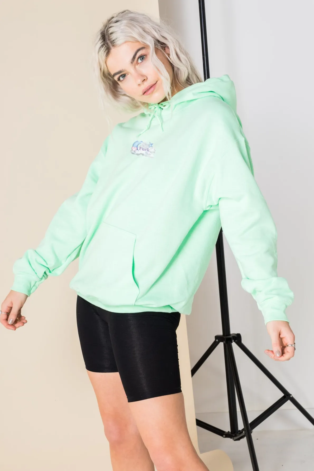Daisy Street Oversized Hoodie with Cute as F*ck Print-Women Hoodies & Sweatshirts
