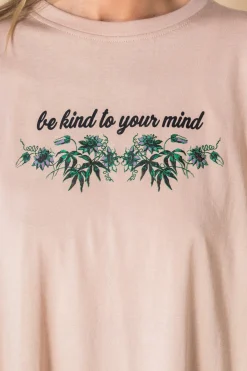 Daisy Street Oversized Long Sleeve T-Shirt Dress with Be Kind Print-Women Dresses