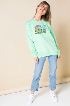 Daisy Street Oversized Sweatshirt with Hollywood Print-Women Hoodies & Sweatshirts