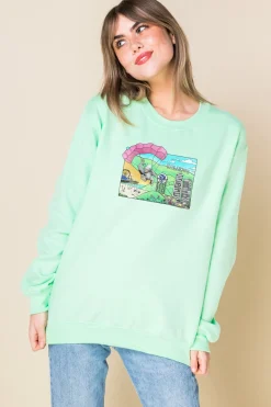Daisy Street Oversized Sweatshirt with Hollywood Print-Women Hoodies & Sweatshirts
