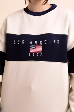 Daisy Street Panelled LA Sweatshirt-Women Hoodies & Sweatshirts