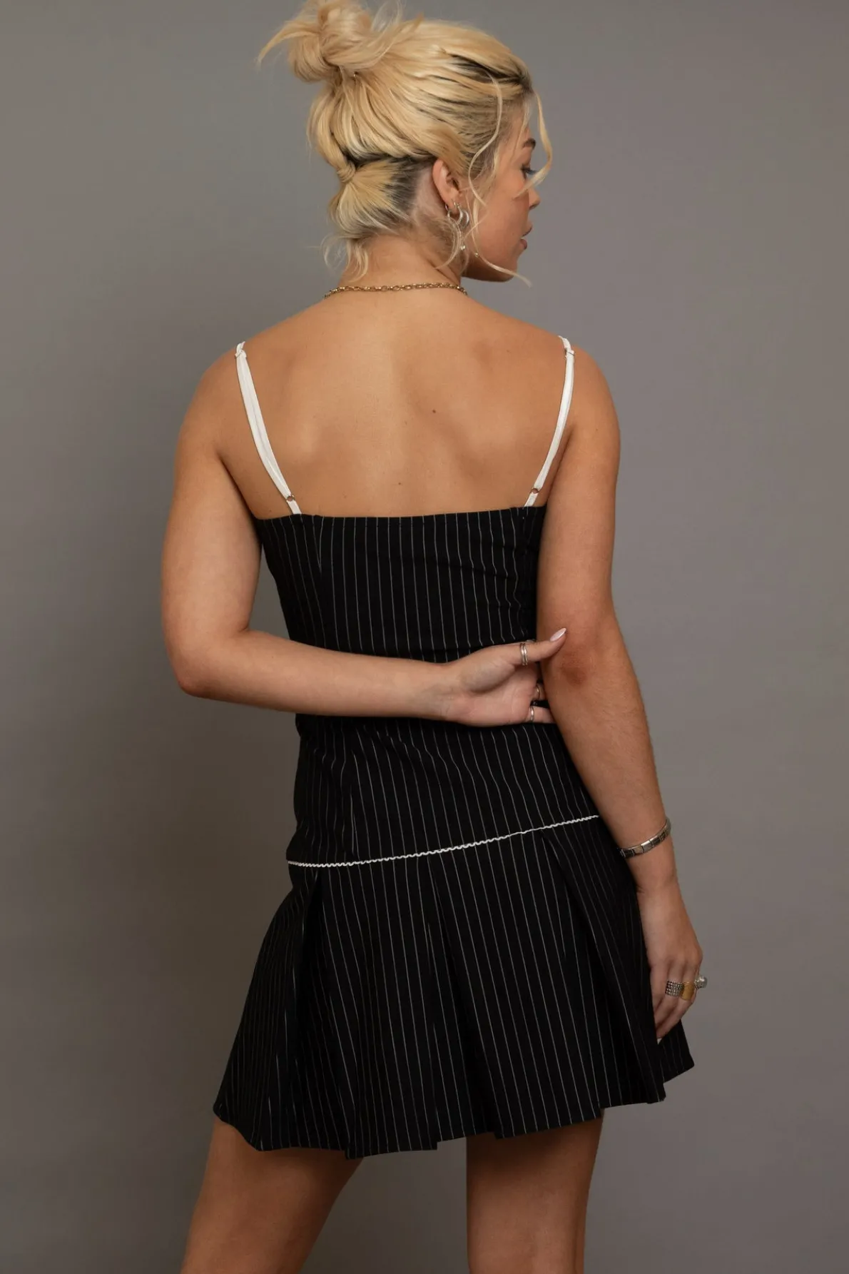 Daisy Street Pinstripe Mini Dress With Box Pleats-Women Partywear | Dresses