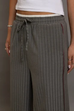 Daisy Street Pinstripe Wide Leg Trousers With Piping Detail-Women Trousers
