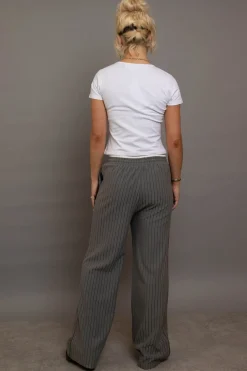 Daisy Street Pinstripe Wide Leg Trousers With Piping Detail-Women Trousers