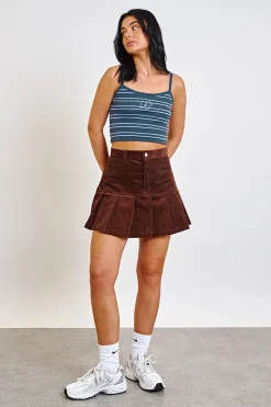 Daisy Street Pleated Cord Skirt-Women Skirts
