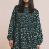 Daisy Street Printed Shirred Smock Dress-Women Dresses
