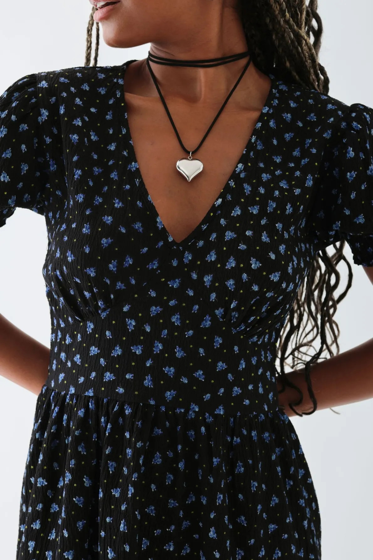Daisy Street Puff Sleeve Tier Dress-Women Dresses