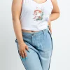 Daisy Street Pyjama Vest In Fairy Mushroom Print-Women Tops