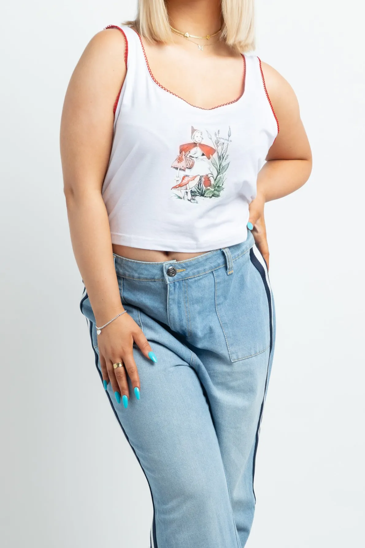 Daisy Street Pyjama Vest In Fairy Mushroom Print-Women Tops